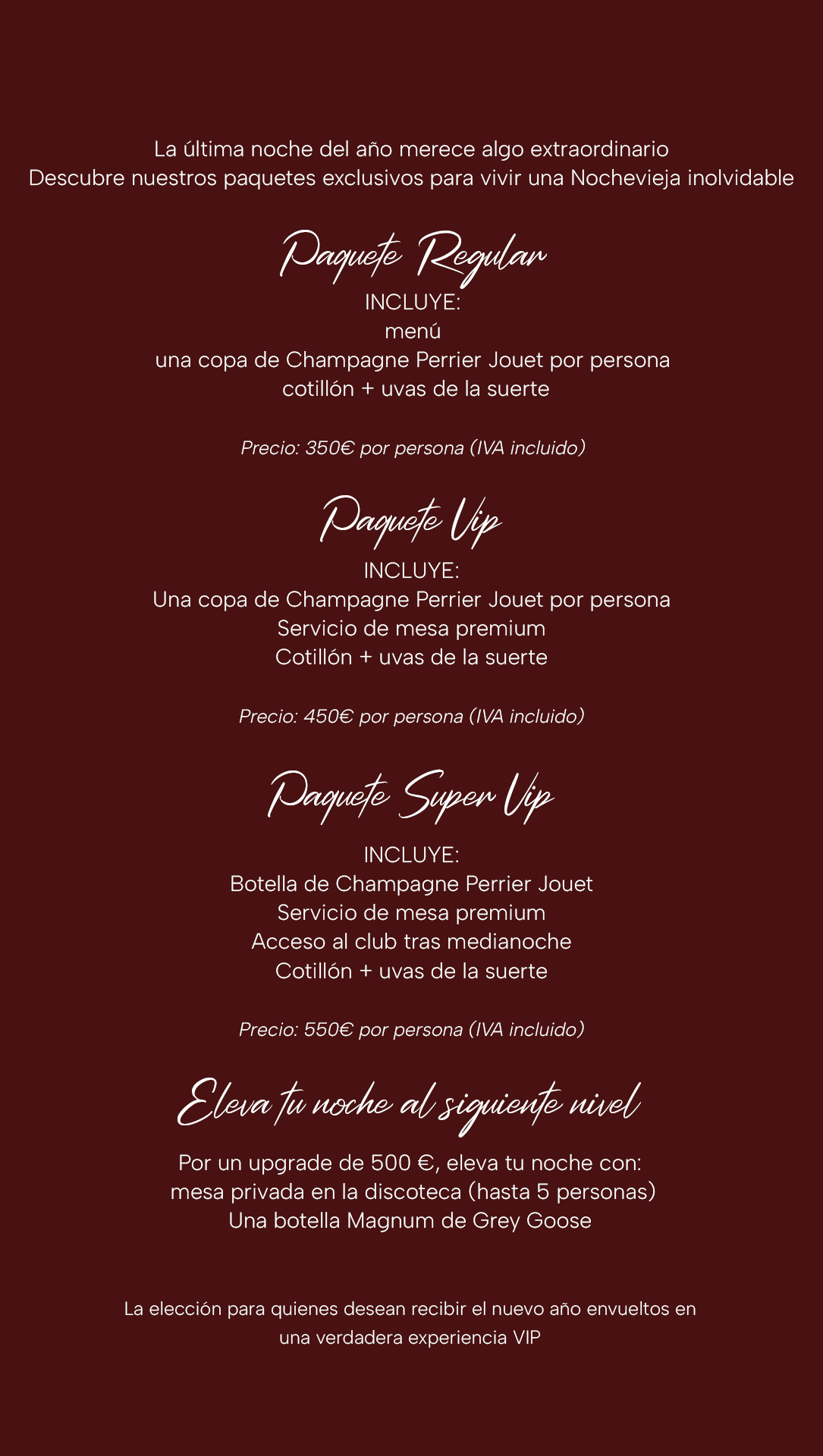 Menu New Year's Eve LOV